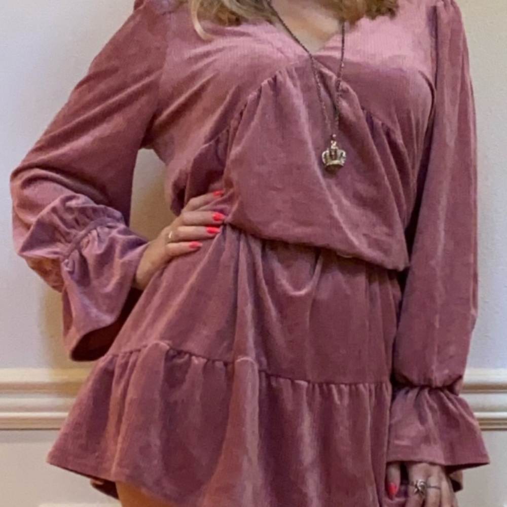Pink velvet dress
